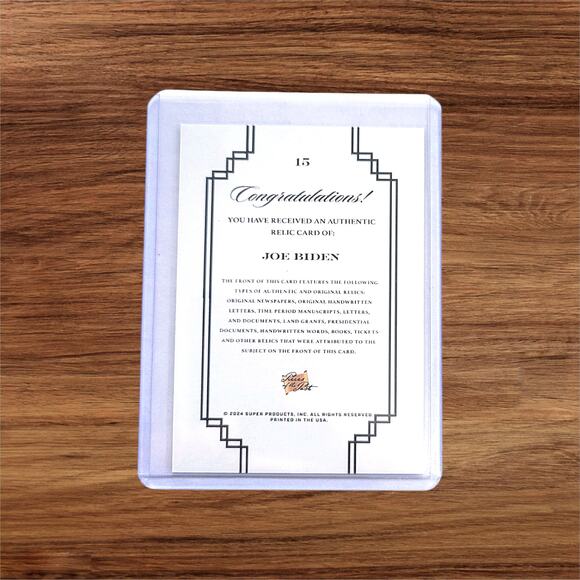 Rare Joe Biden Authentic Relic Card Limited Edition - Picture 2 of 4